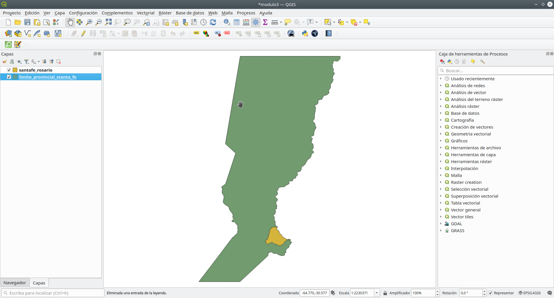 Santa Fe layers loaded in QGIS