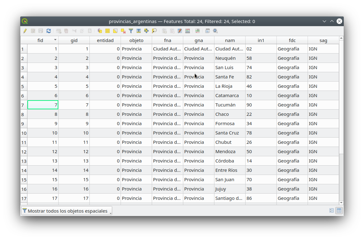 Open attribute table