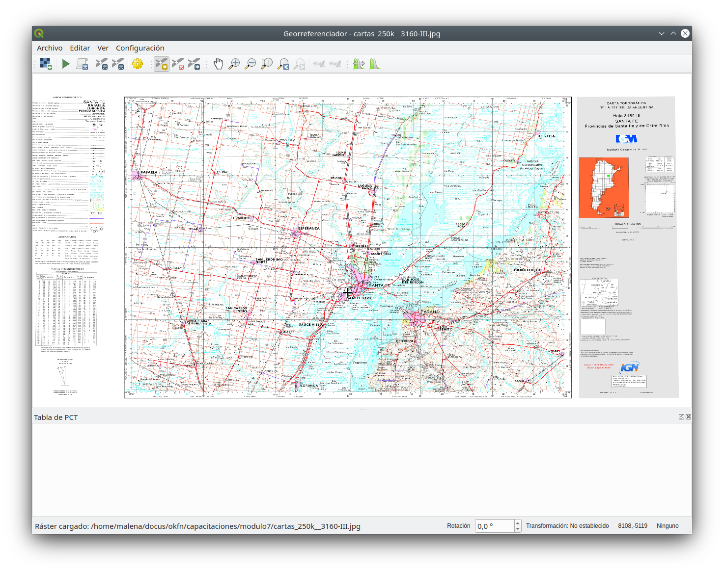 Map in Georeferencer canvas