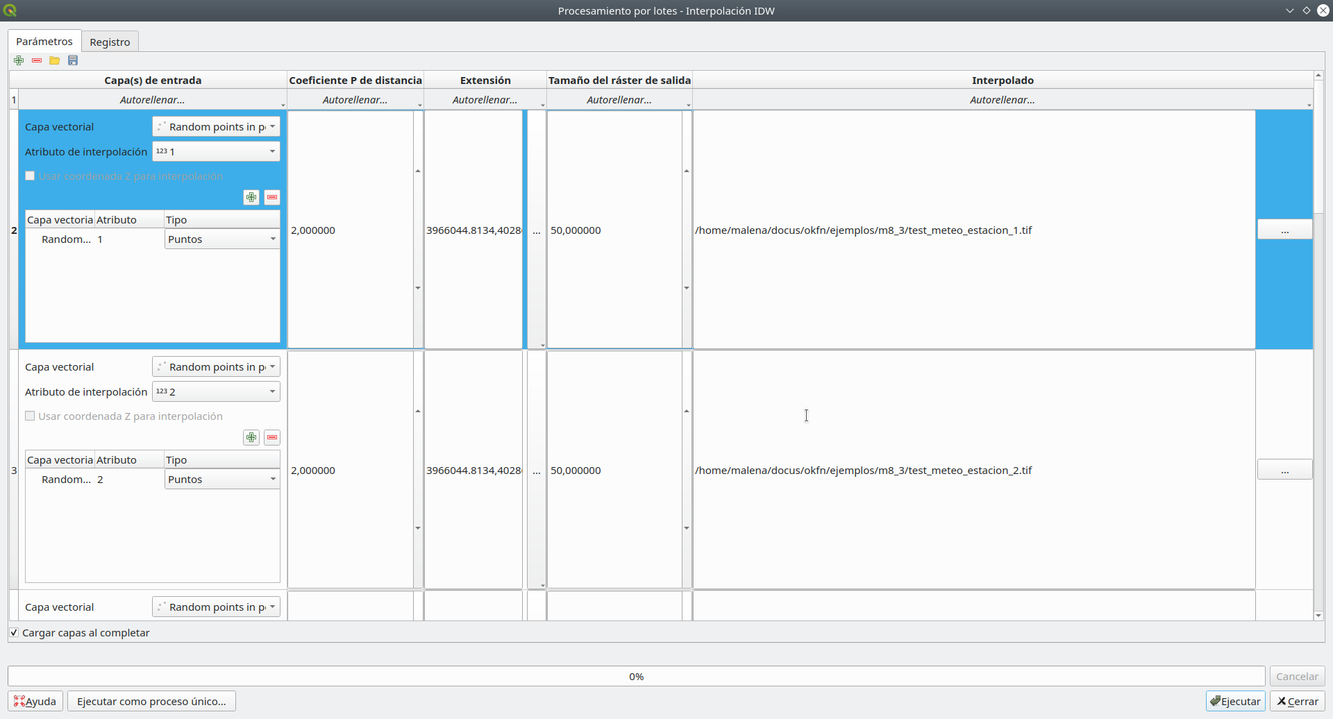 Setting up the batch processing window to interpolate the precipitation values for all 7 days