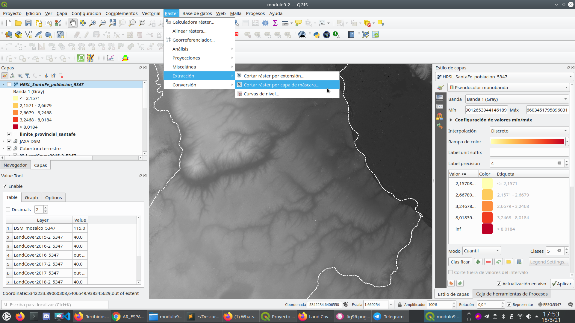 Using a vector mask to extract the raster data on a specific region