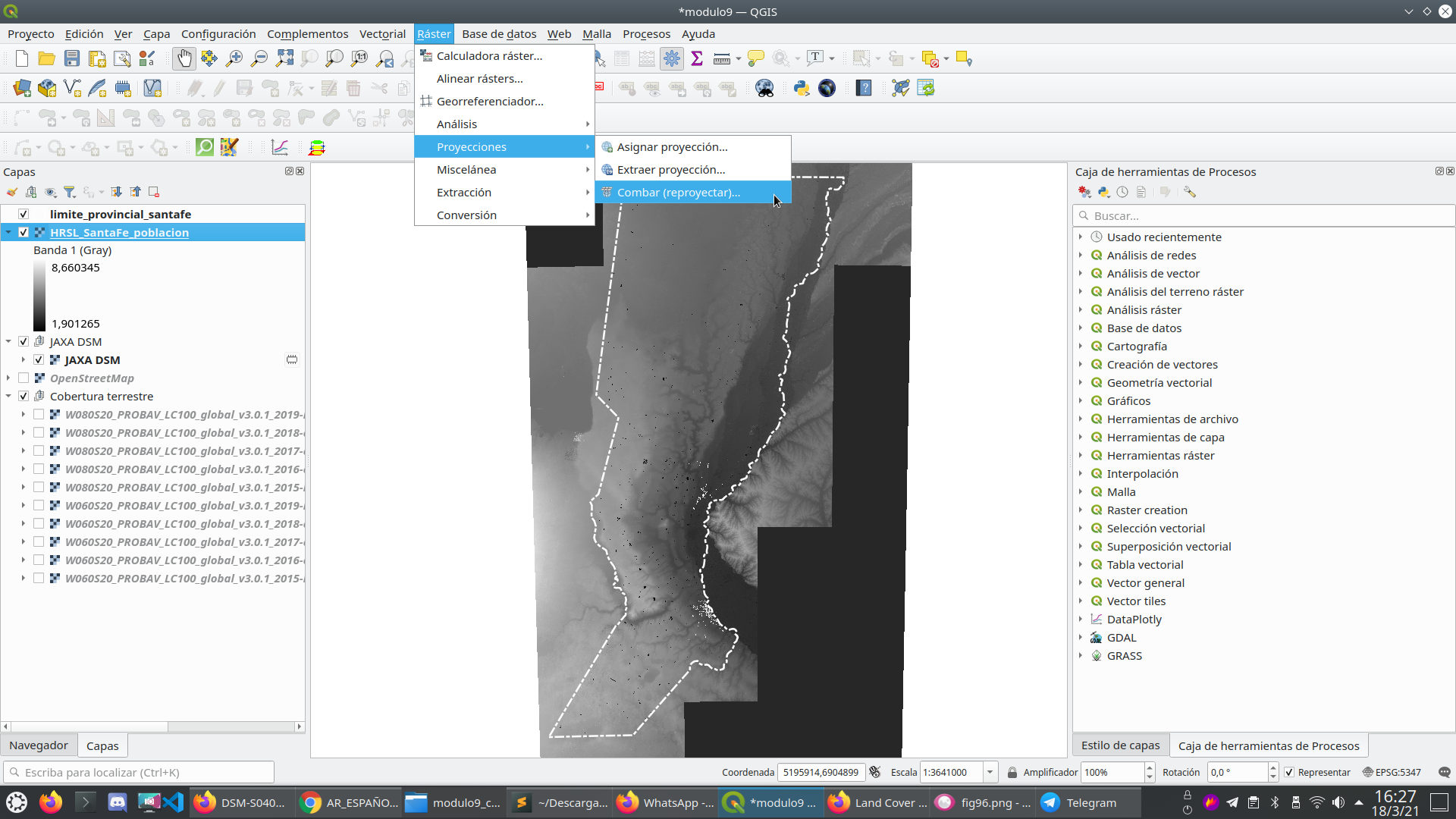 Reproject functionality in QGIS