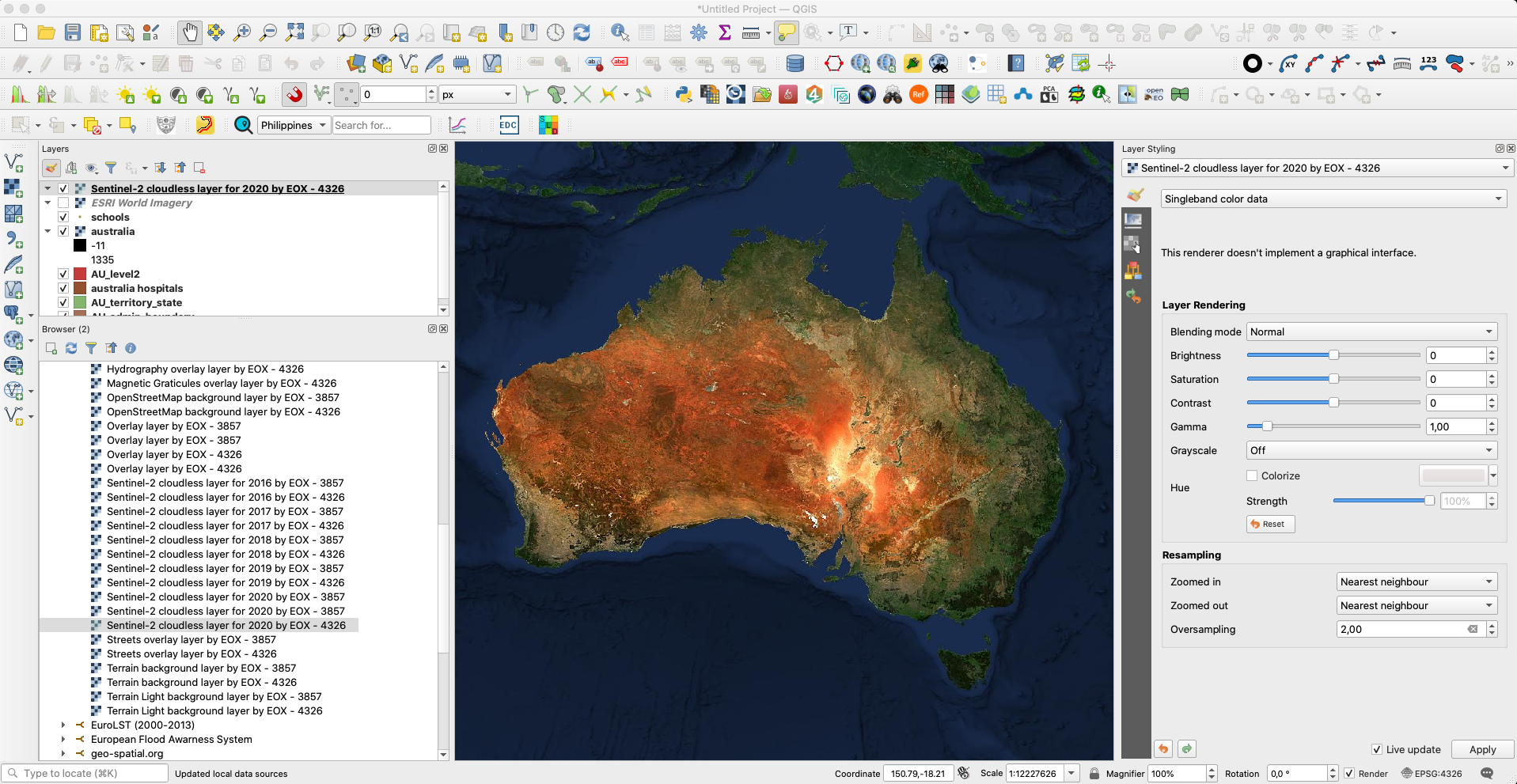 Flood hazard map from WMS loaded in QGIS