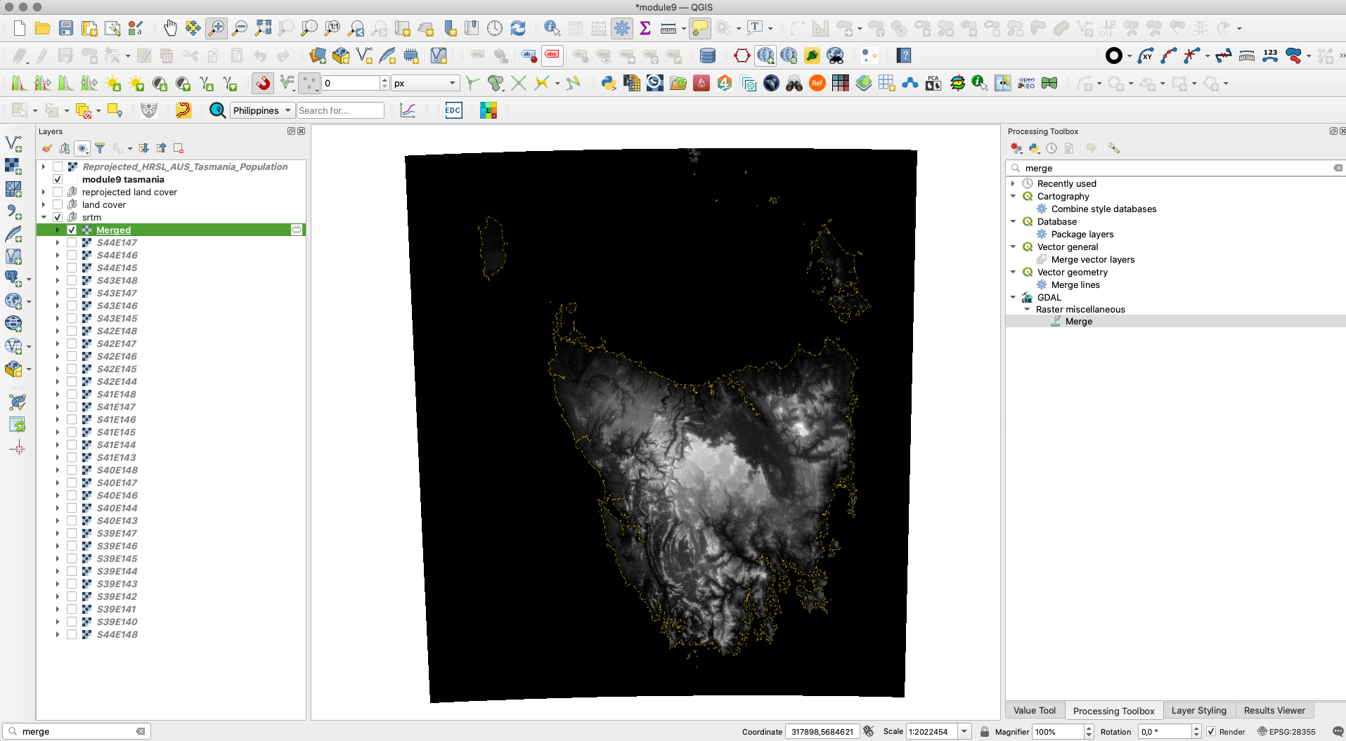 Mosaic of all DSM files corresponding to our work region