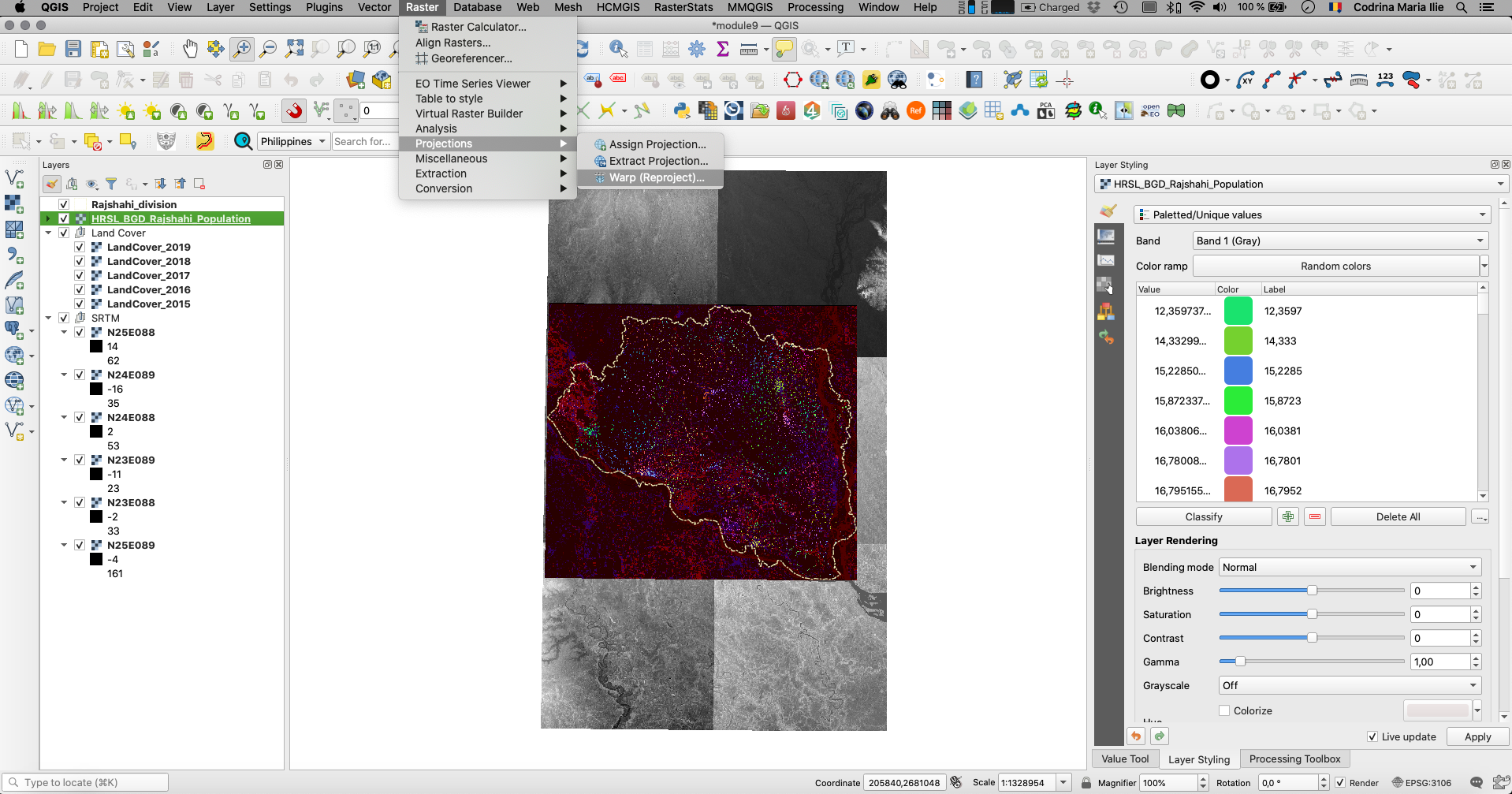 Reproject functionality in QGIS