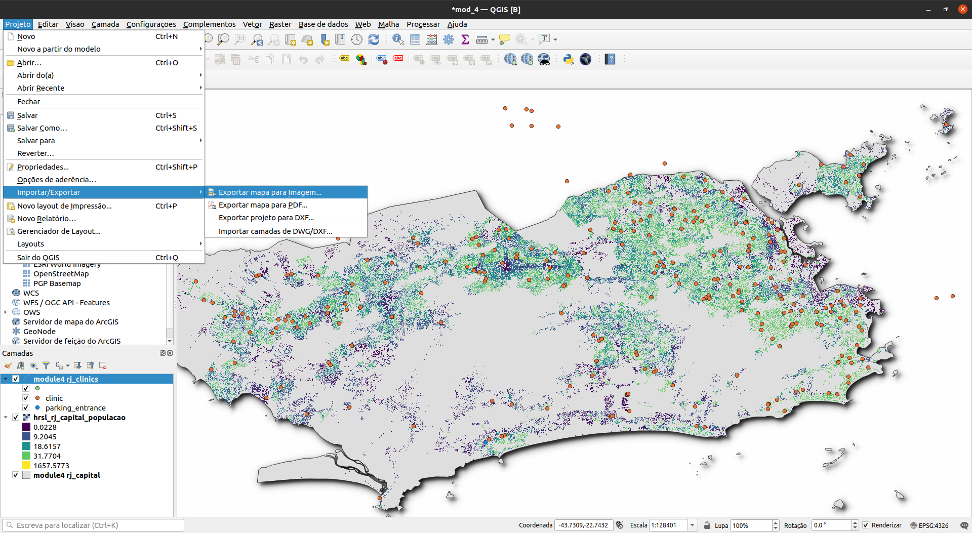 Exportando a tela do mapa como imagem