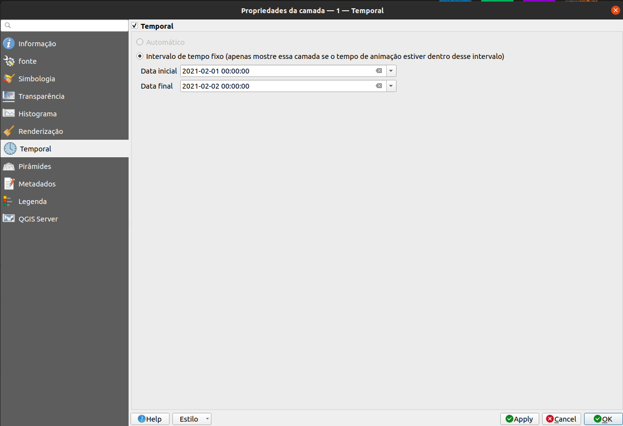 Configurando informações temporais para o conjunto de dados raster (1)