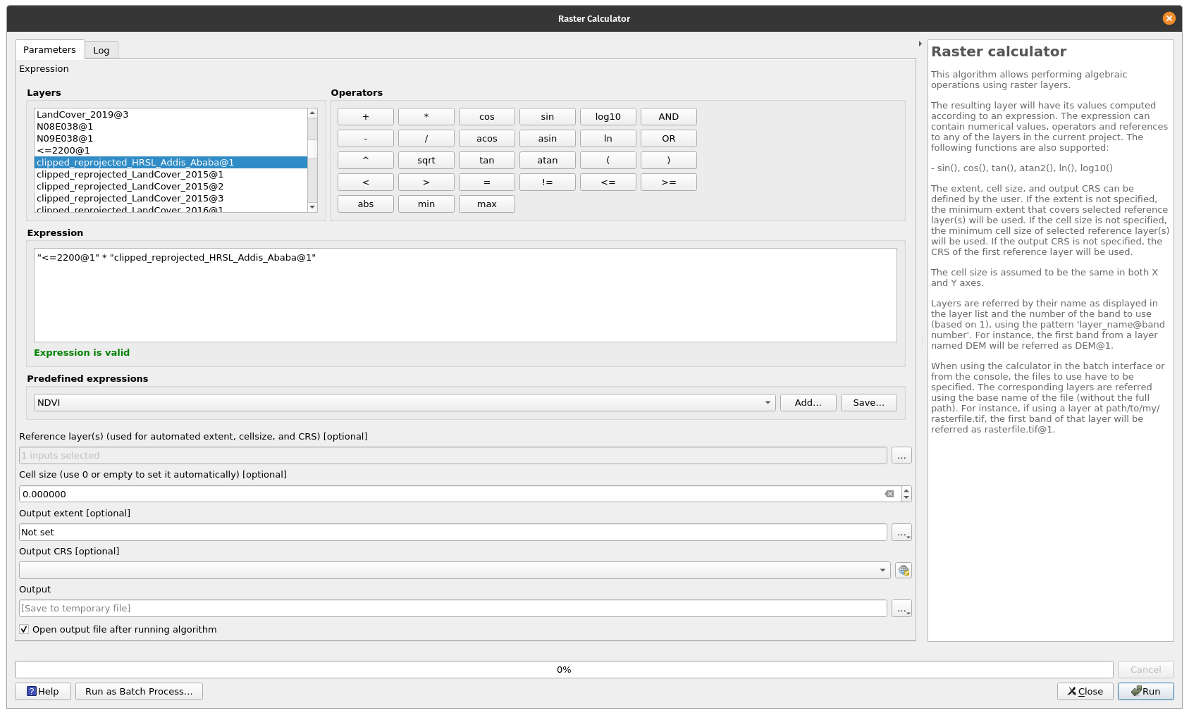 Using raster calculator to identify population distribution classes based on altitude of up to 2200m