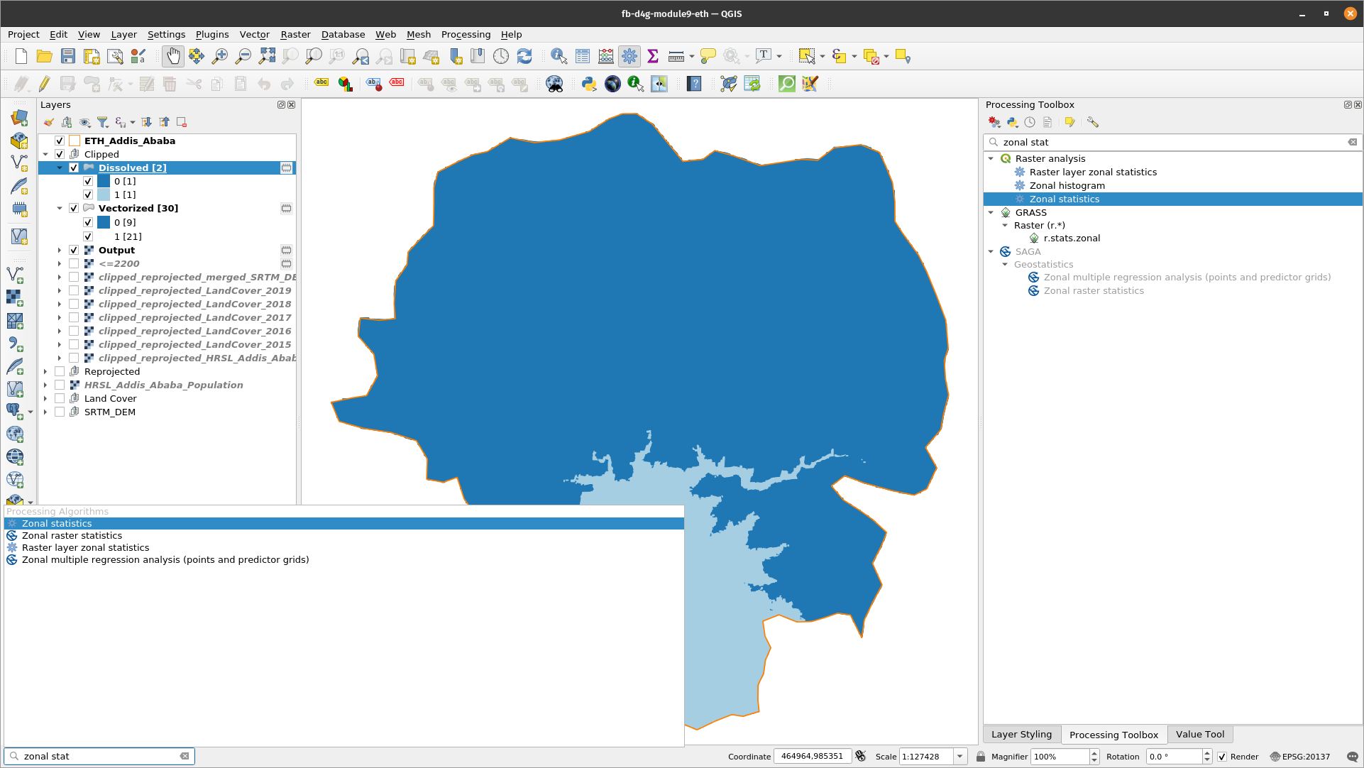 Identifying Zonal Statistics in the Processing Toolbox