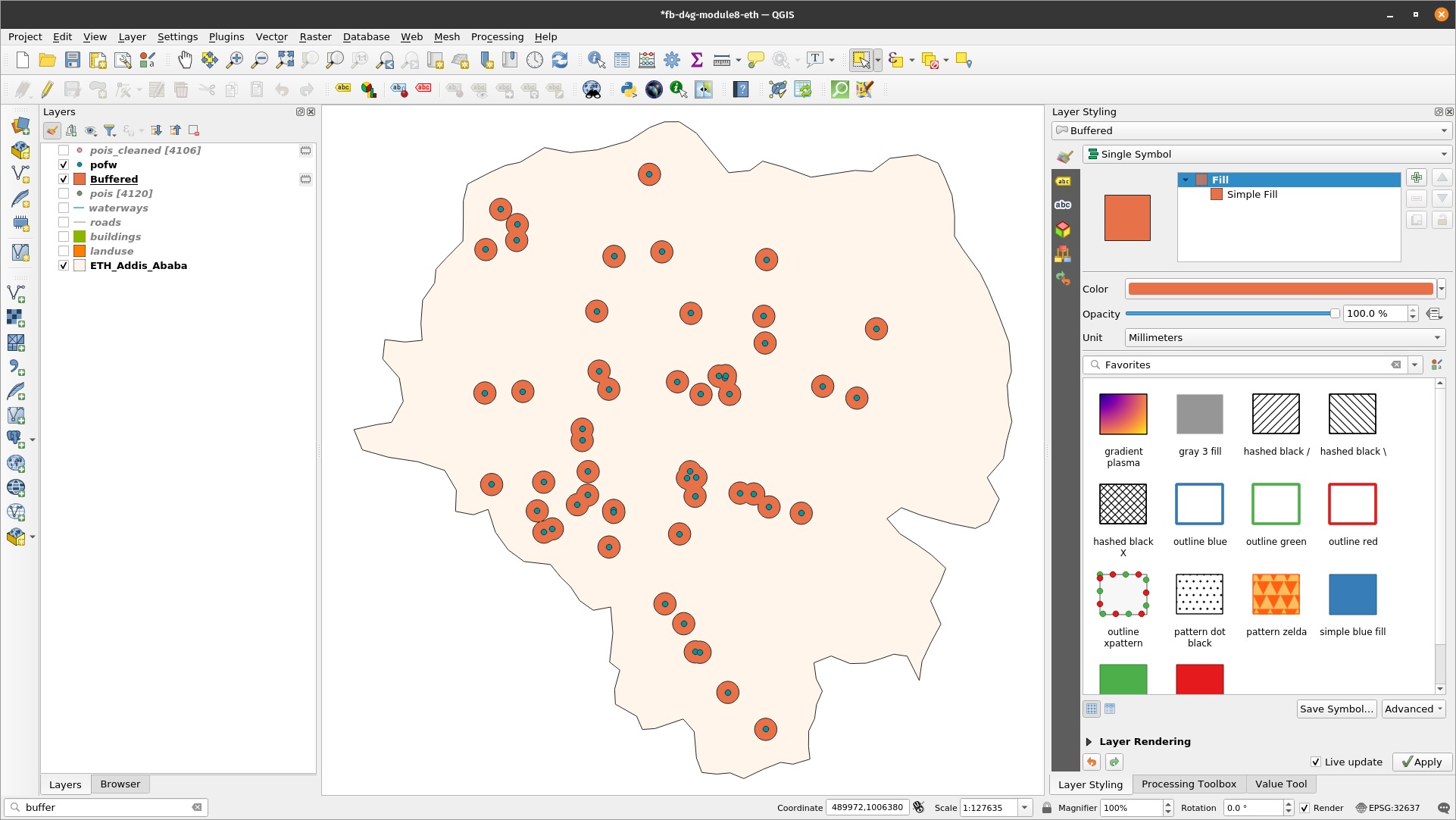 Running buffer on a point vector layer