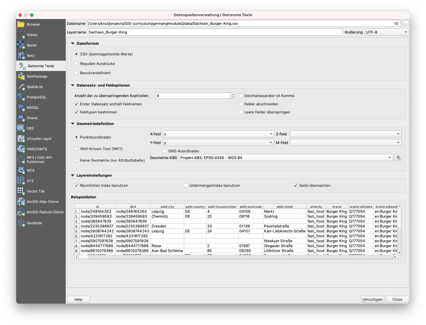 Laden einer CSV-Datei