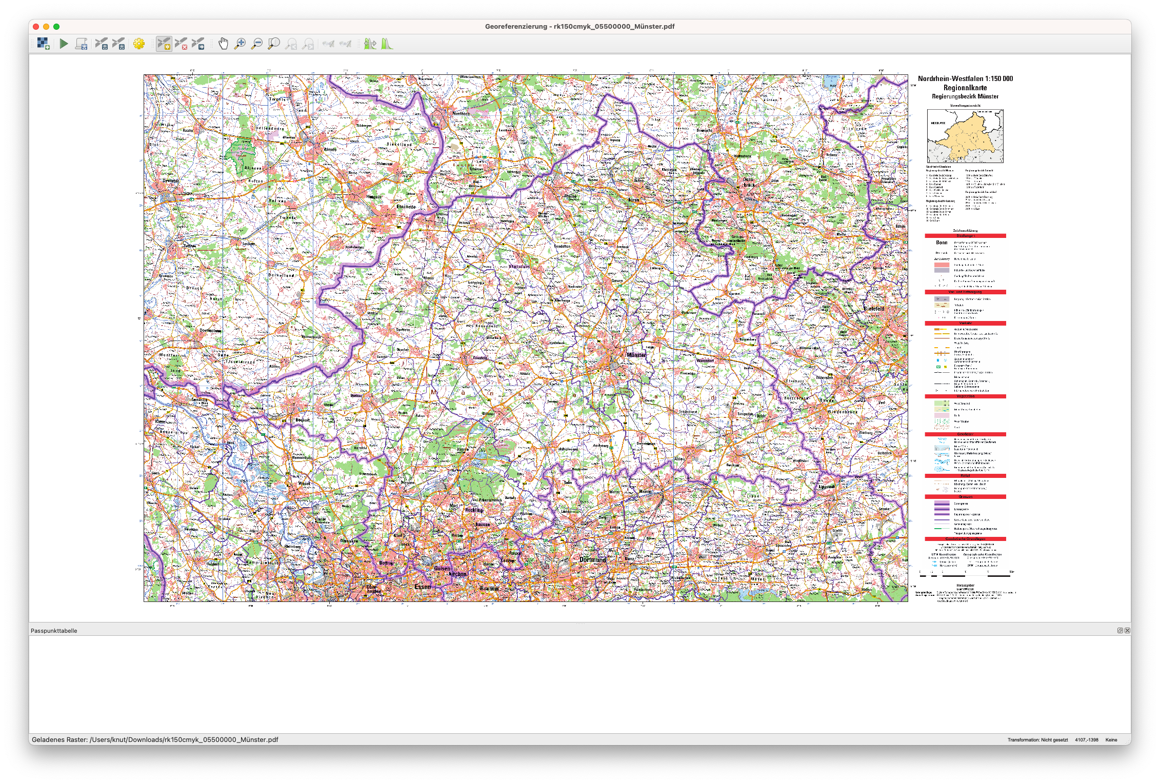 Karte im Georeferenzierung-Fenster