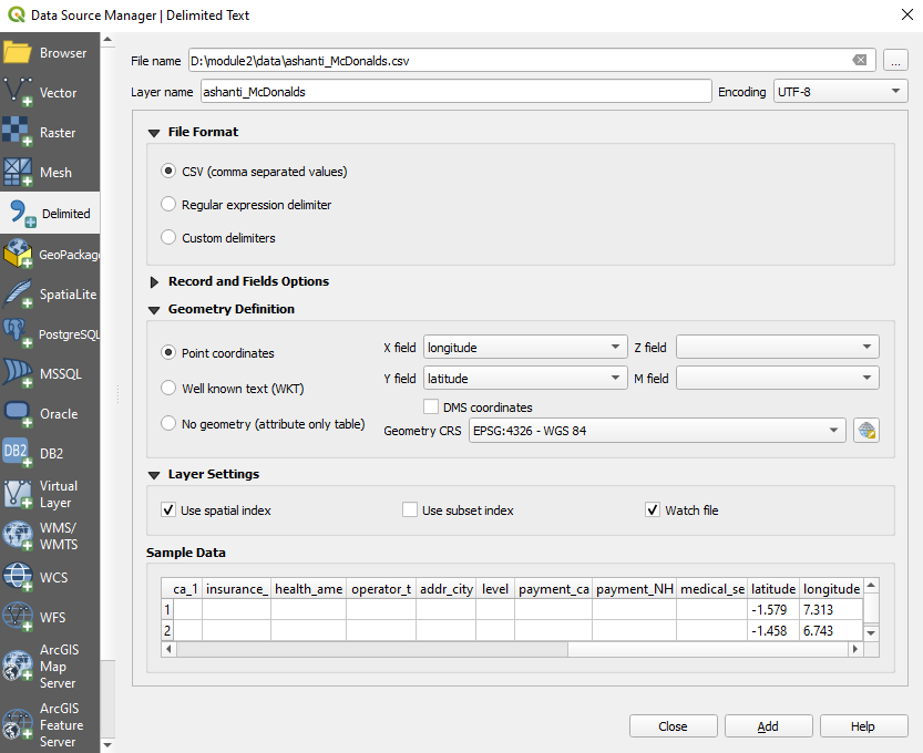 Loading a CSV file