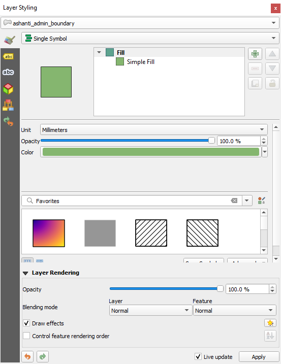 Layer Properties window and Symbology menu