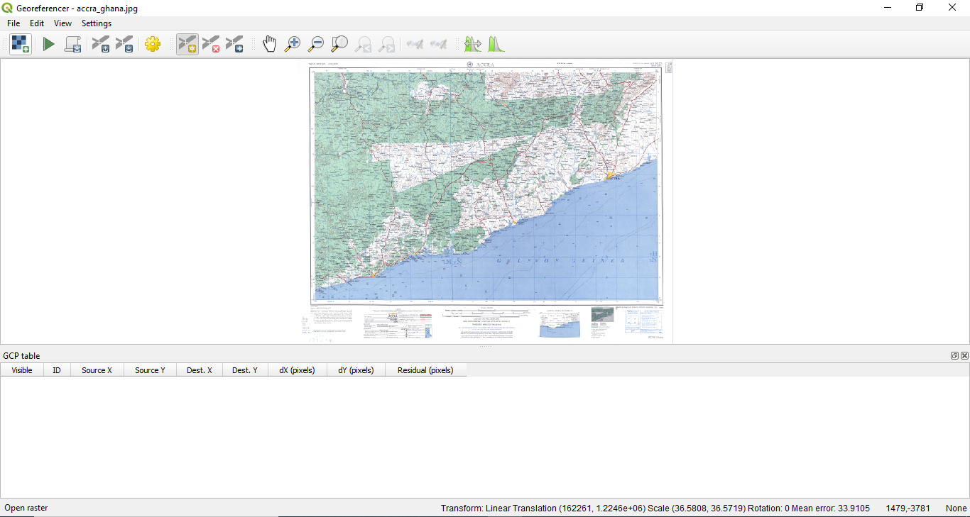 Map in Georeferencer canvas