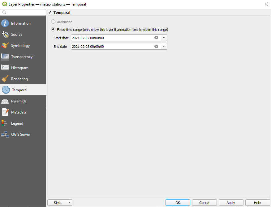 Setting temporal information to the raster dataset (2)