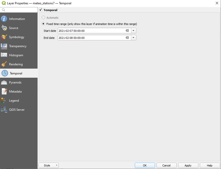 Setting temporal information to the raster dataset (7)