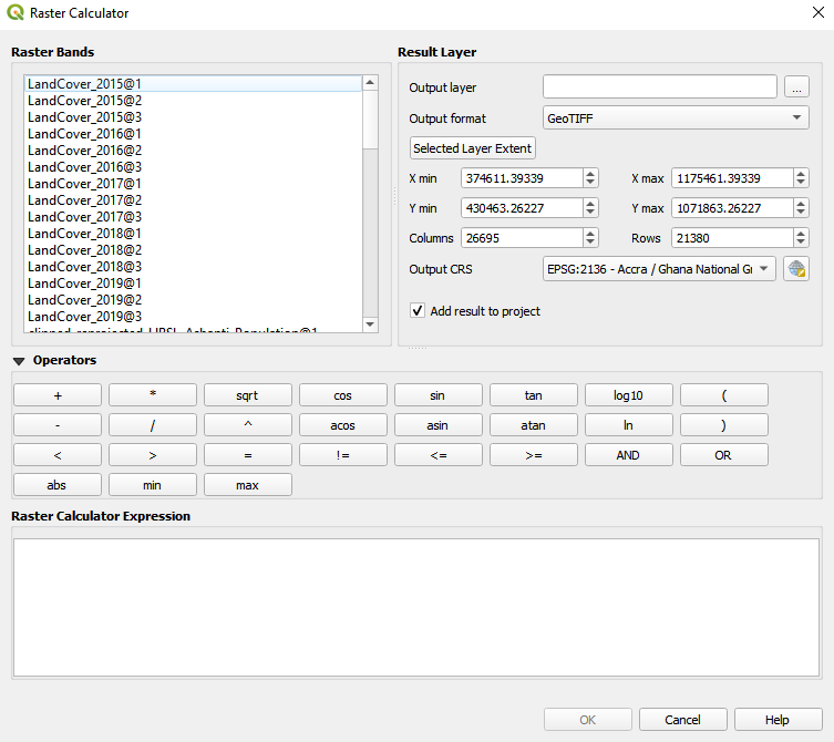 Raster calculator