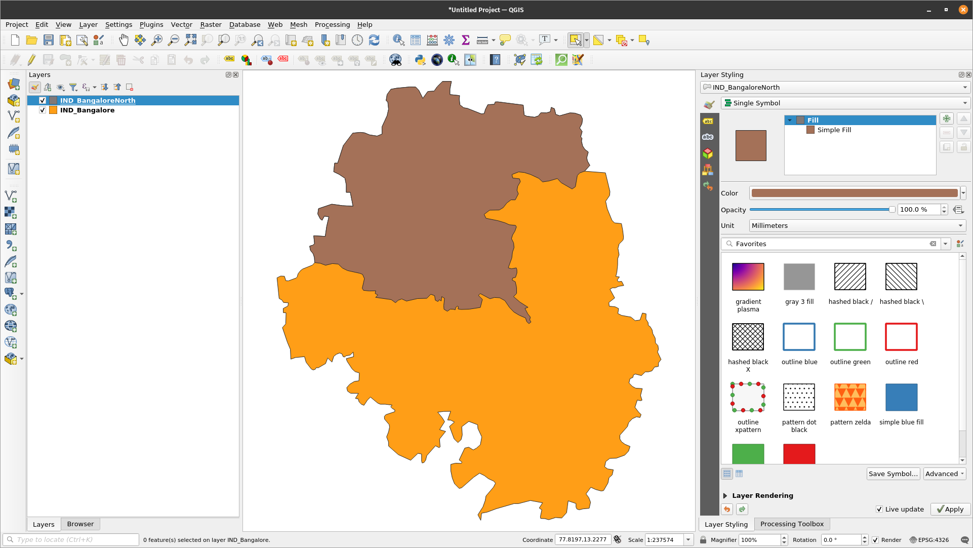 Colombo layers loaded in QGIS