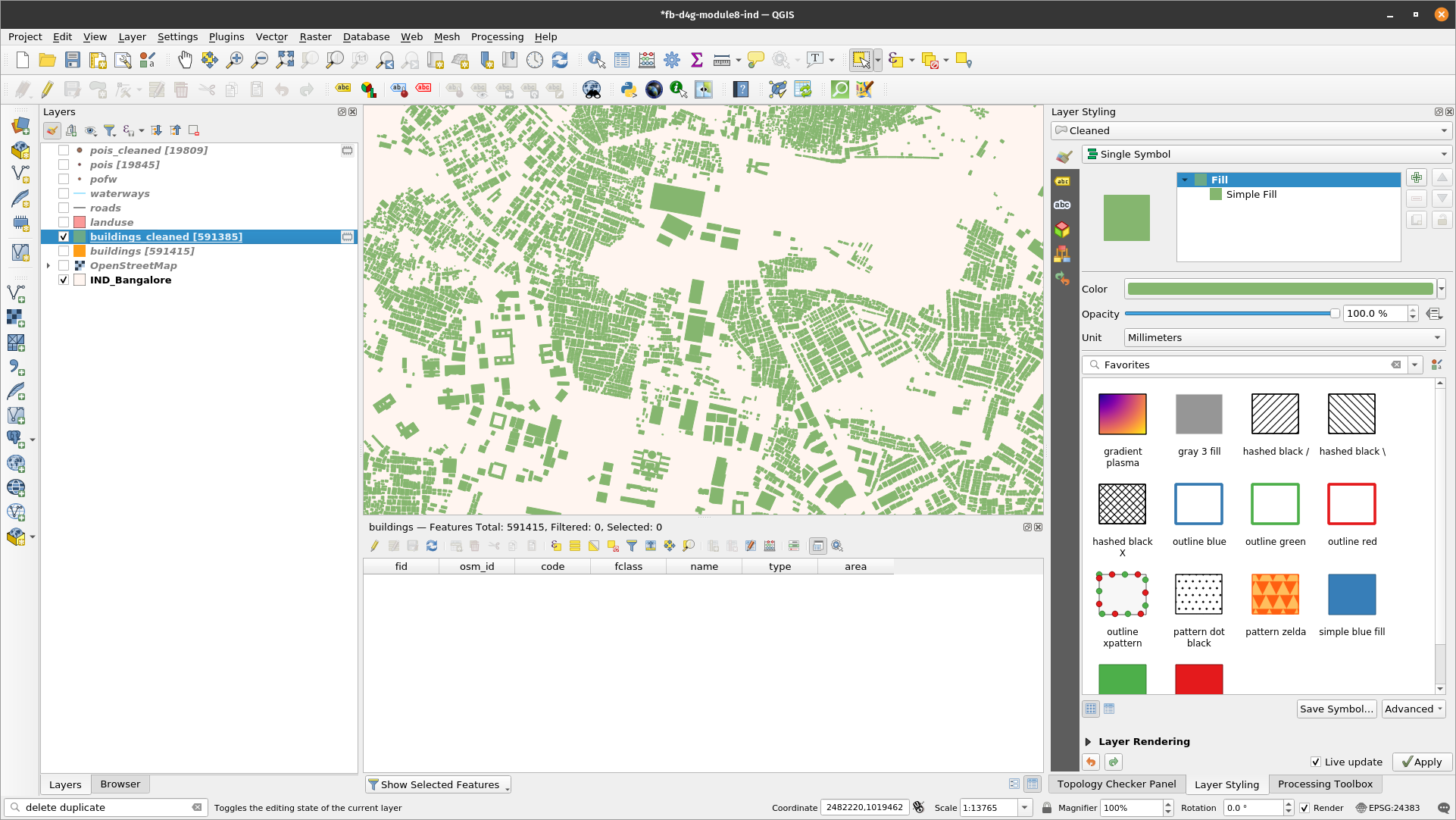 Results of Delete duplicate geometries