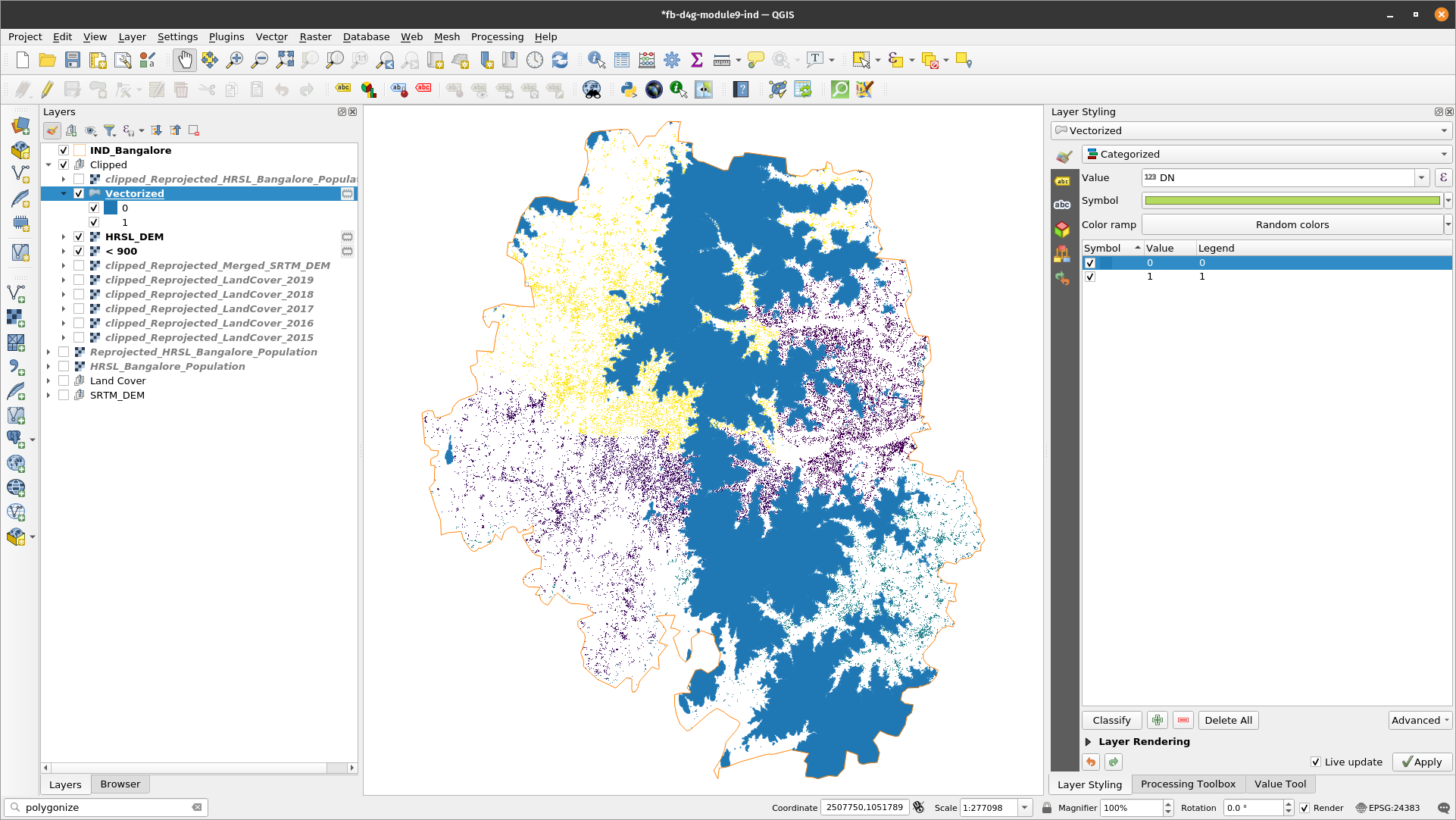 Result of converting a raster dataset to a vector dataset