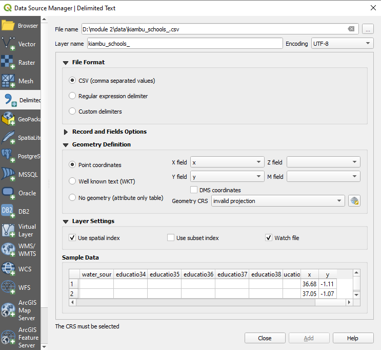 Loading a CSV file