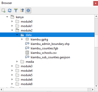 Module 2 files in the Browser Panel