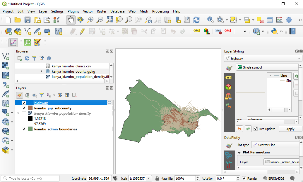 Highway data loaded from OSM