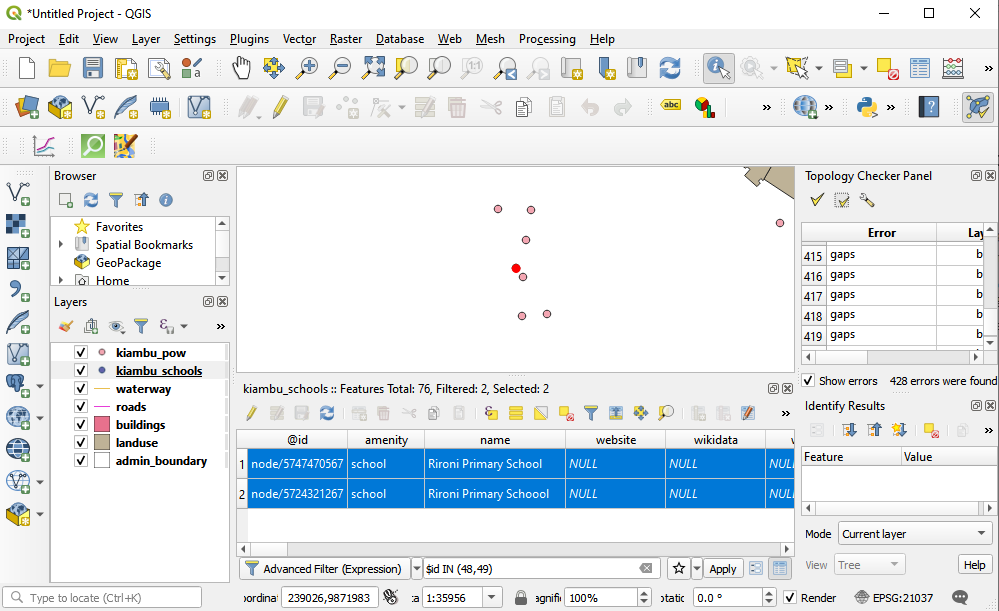 Duplicate point error in points of interest vector layer