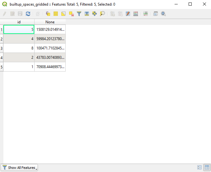 The green_spaces_gridded CSV attribute table