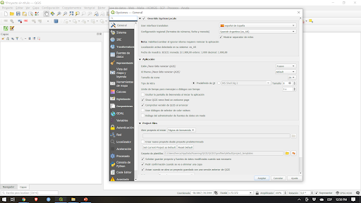 General Settings of QGIS