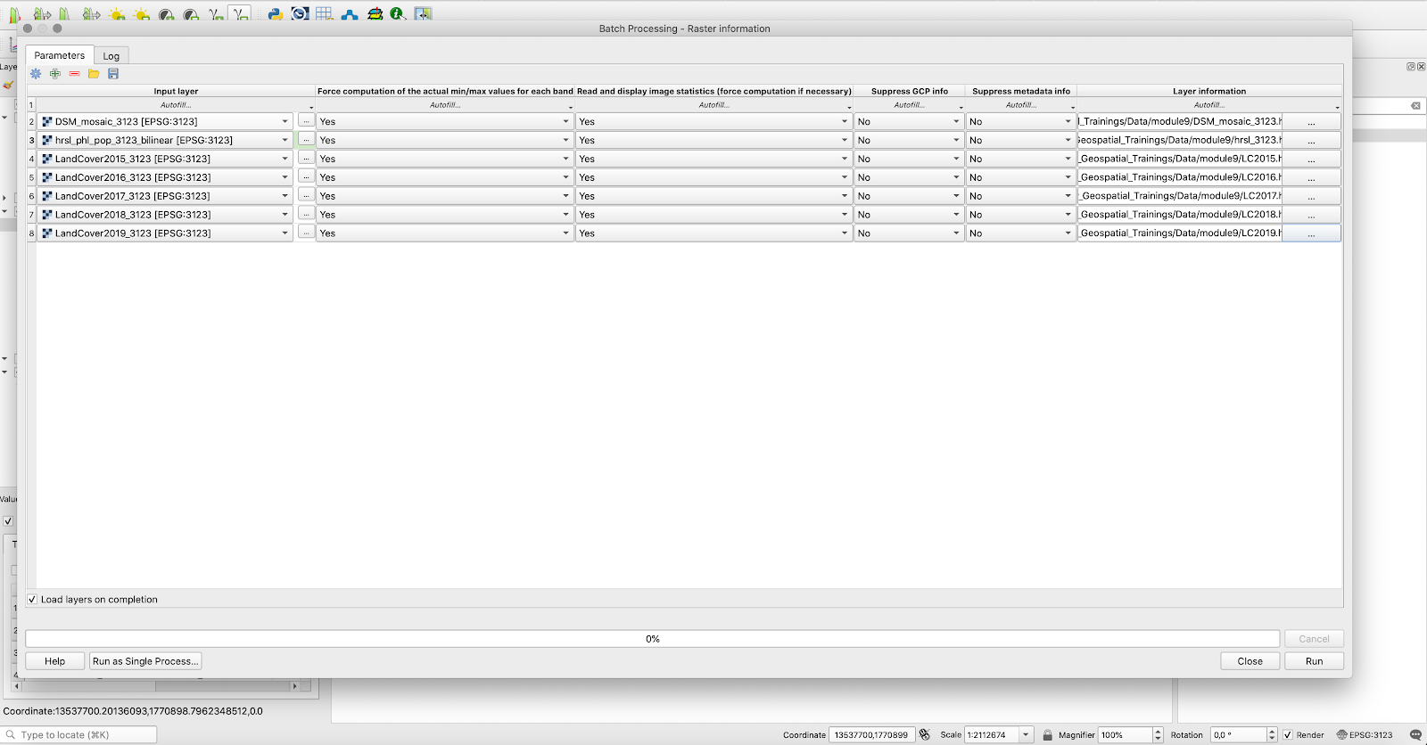 Batch process to extract information in a separate HTML file for multiple raster layers