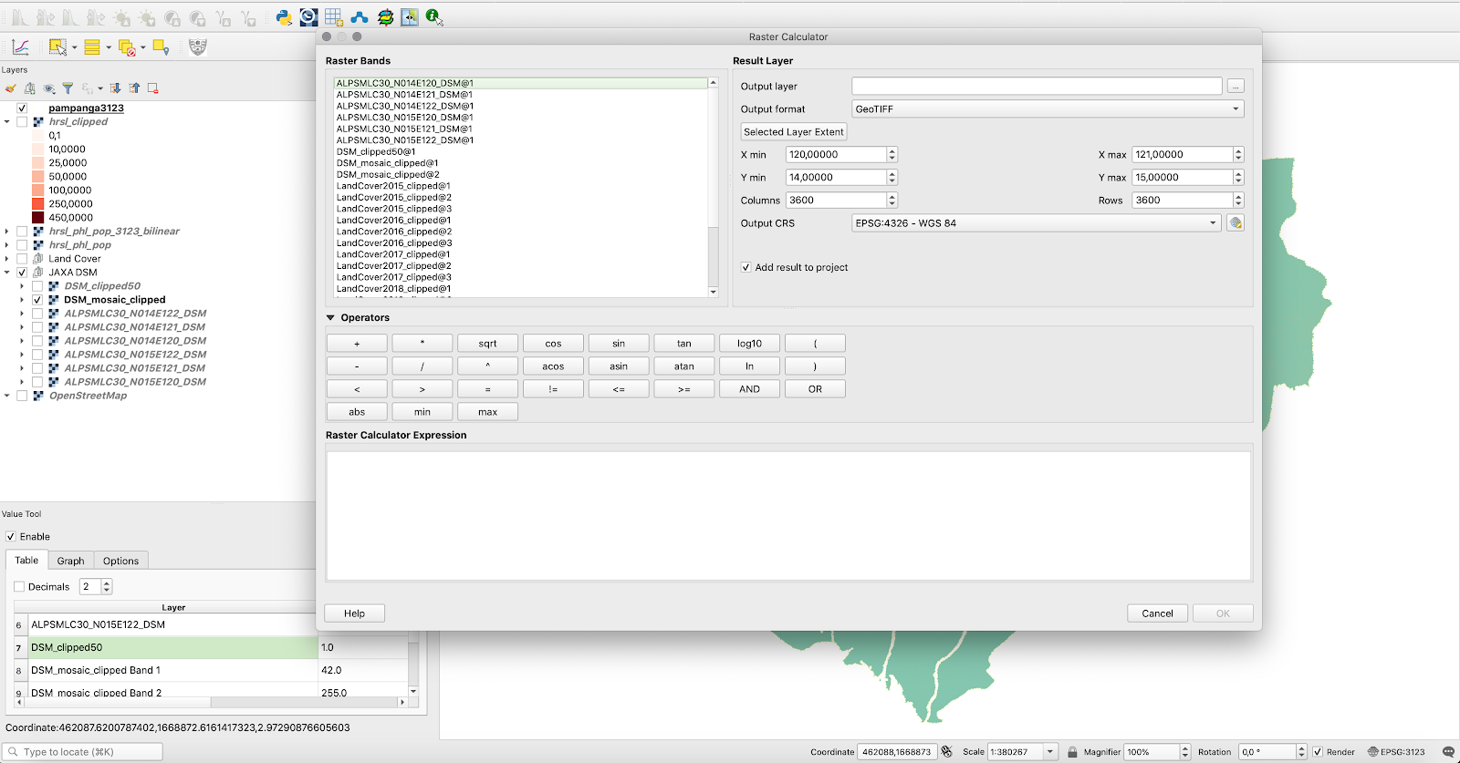 Raster calculator