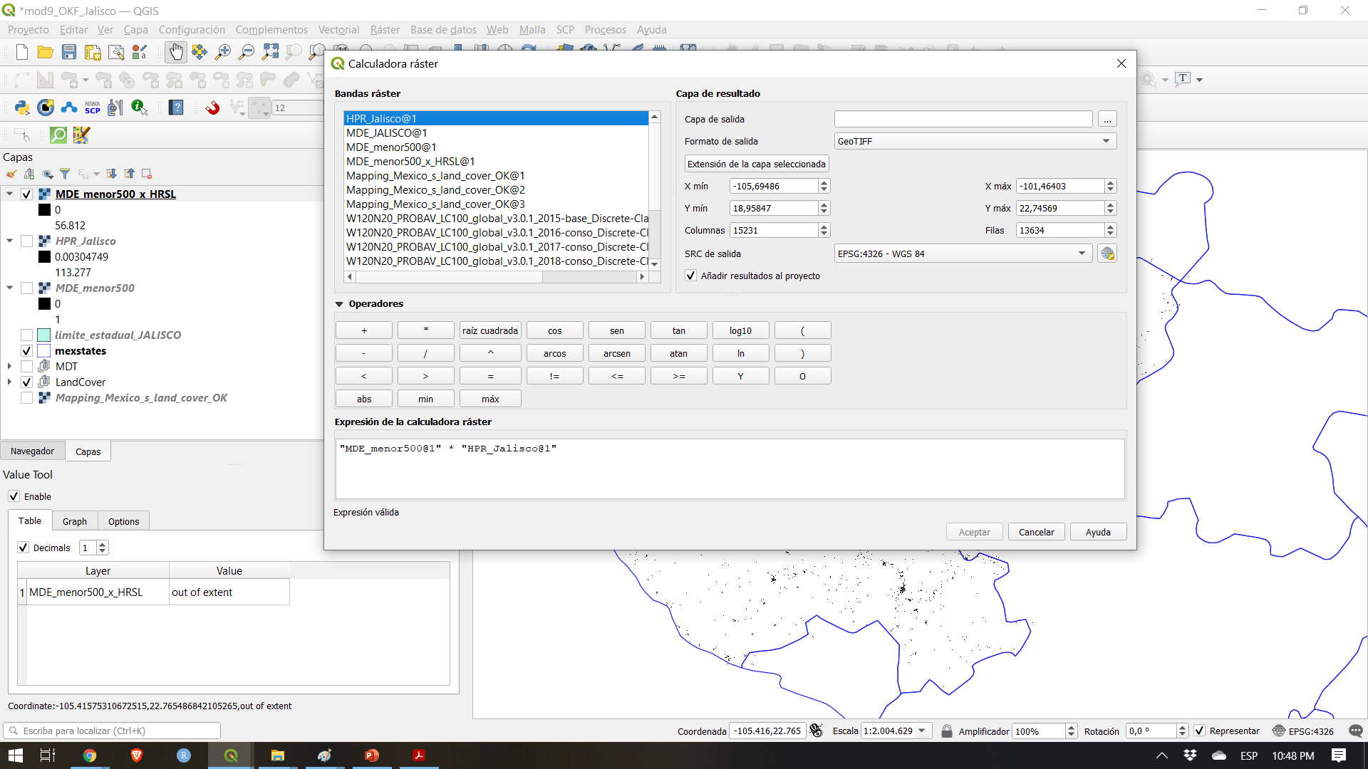 Using raster calculator to identify population distribution classes based on altitude of up to 200m