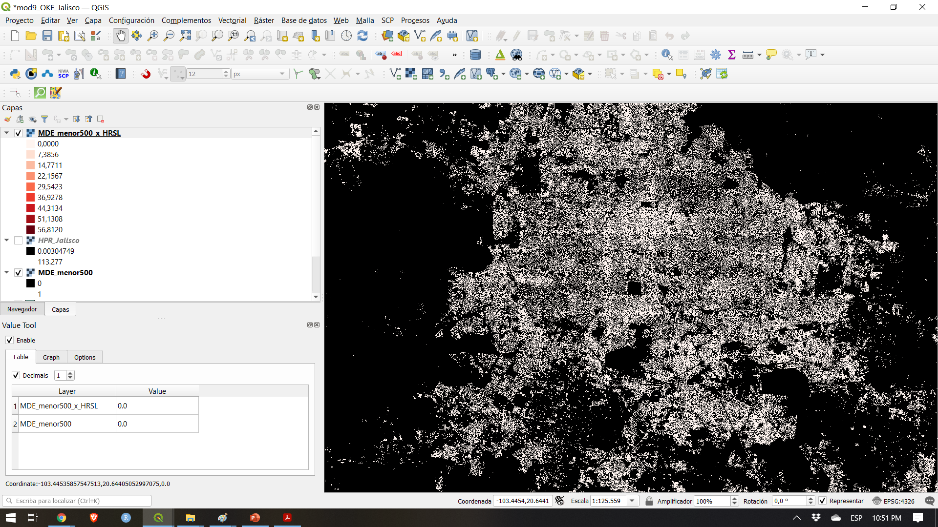 Distribution of population that lives below 50 in Colombo district, represented at a 30m resolution