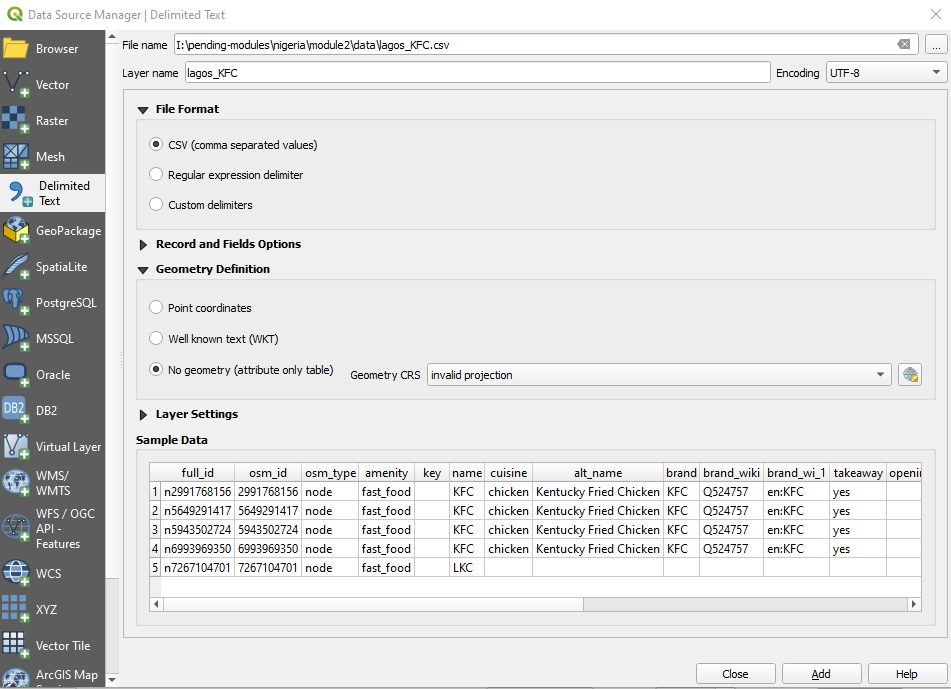 Loading a CSV file