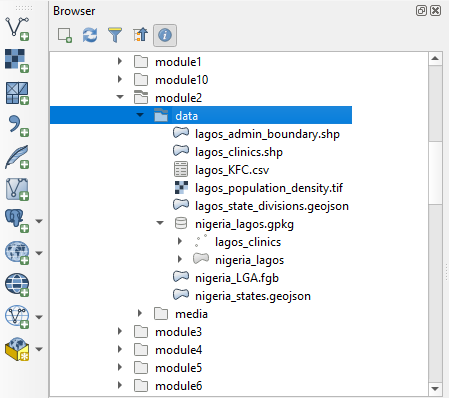 Module 2 files in the Browser Panel