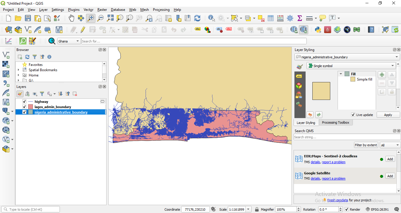 Highway data loaded from OSM