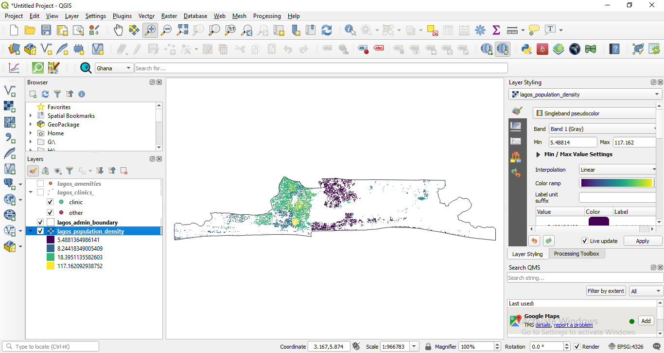 Population density of Lagos, Nigeria