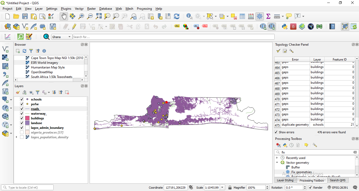 Topology check results