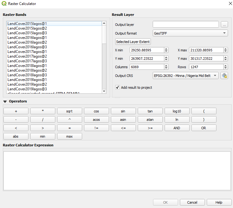 Raster calculator