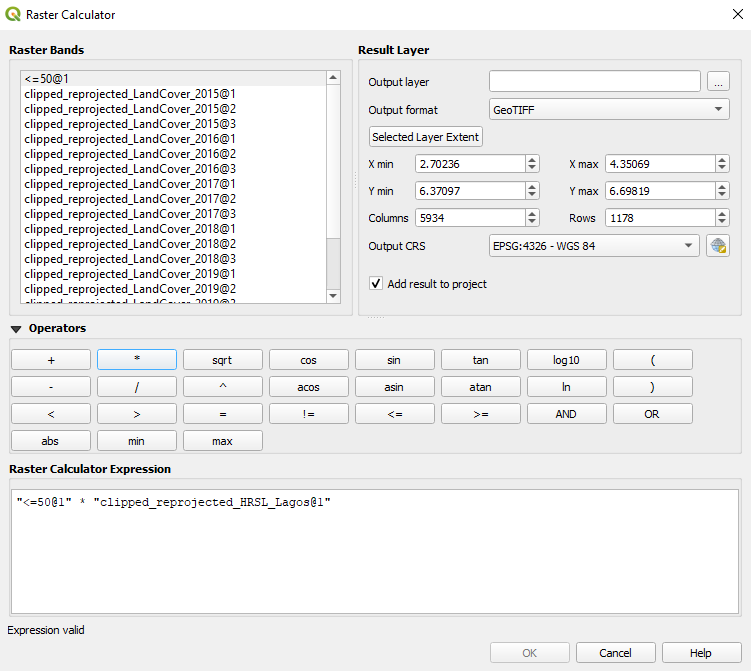 Using raster calculator to identify population distribution classes based on altitude of up to 200m