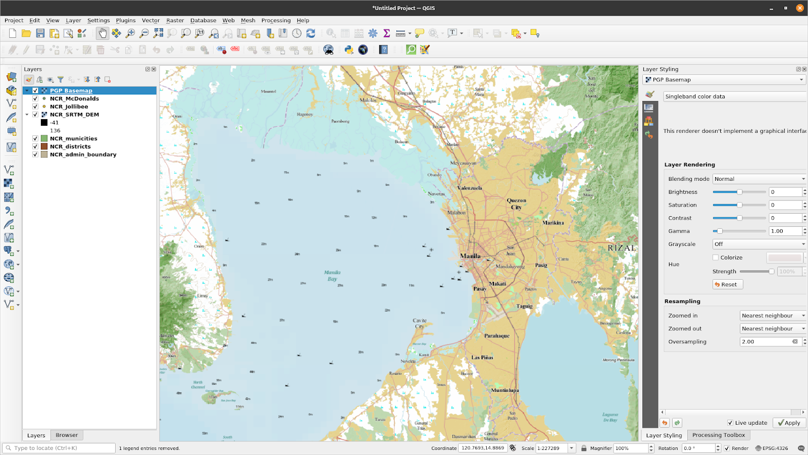 PGP Basemap layer loaded in QGIS