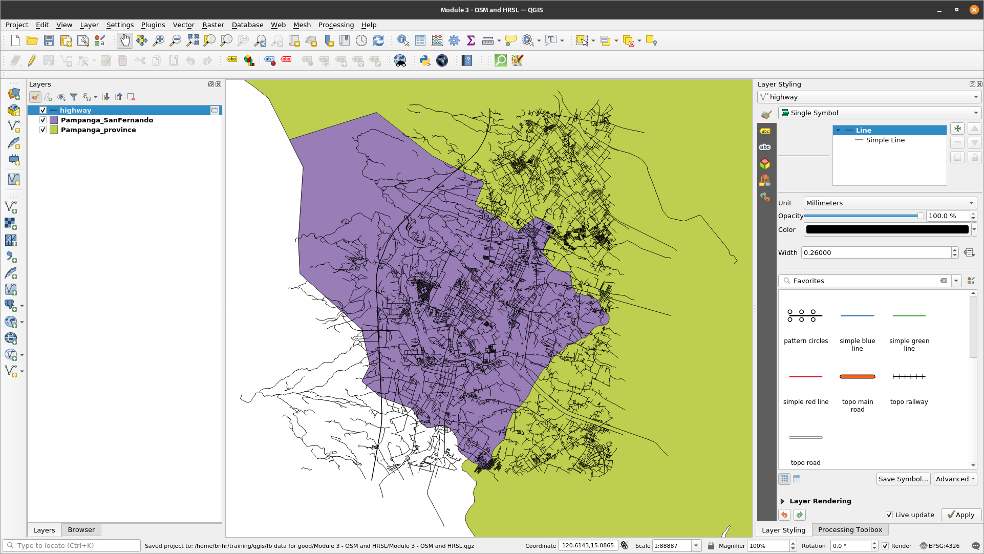 Highway data loaded from OSM