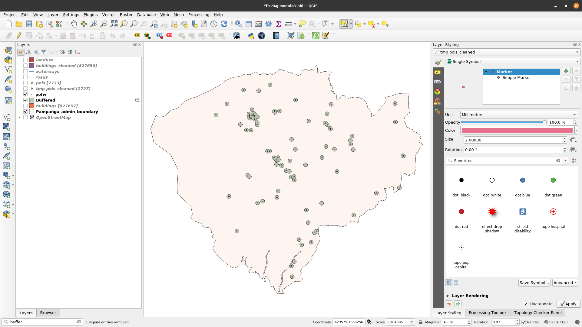 Running buffer on a point vector layer