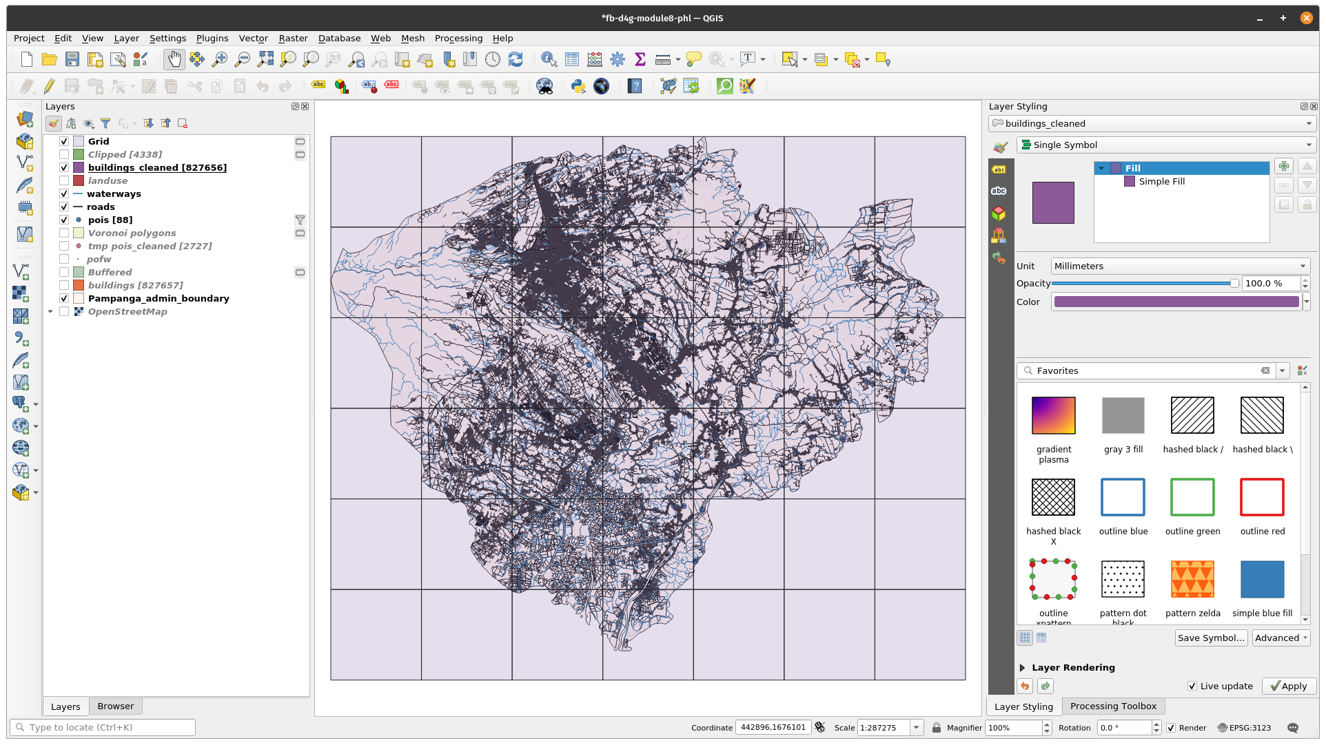 10X10km vector grid for the Pampanga province