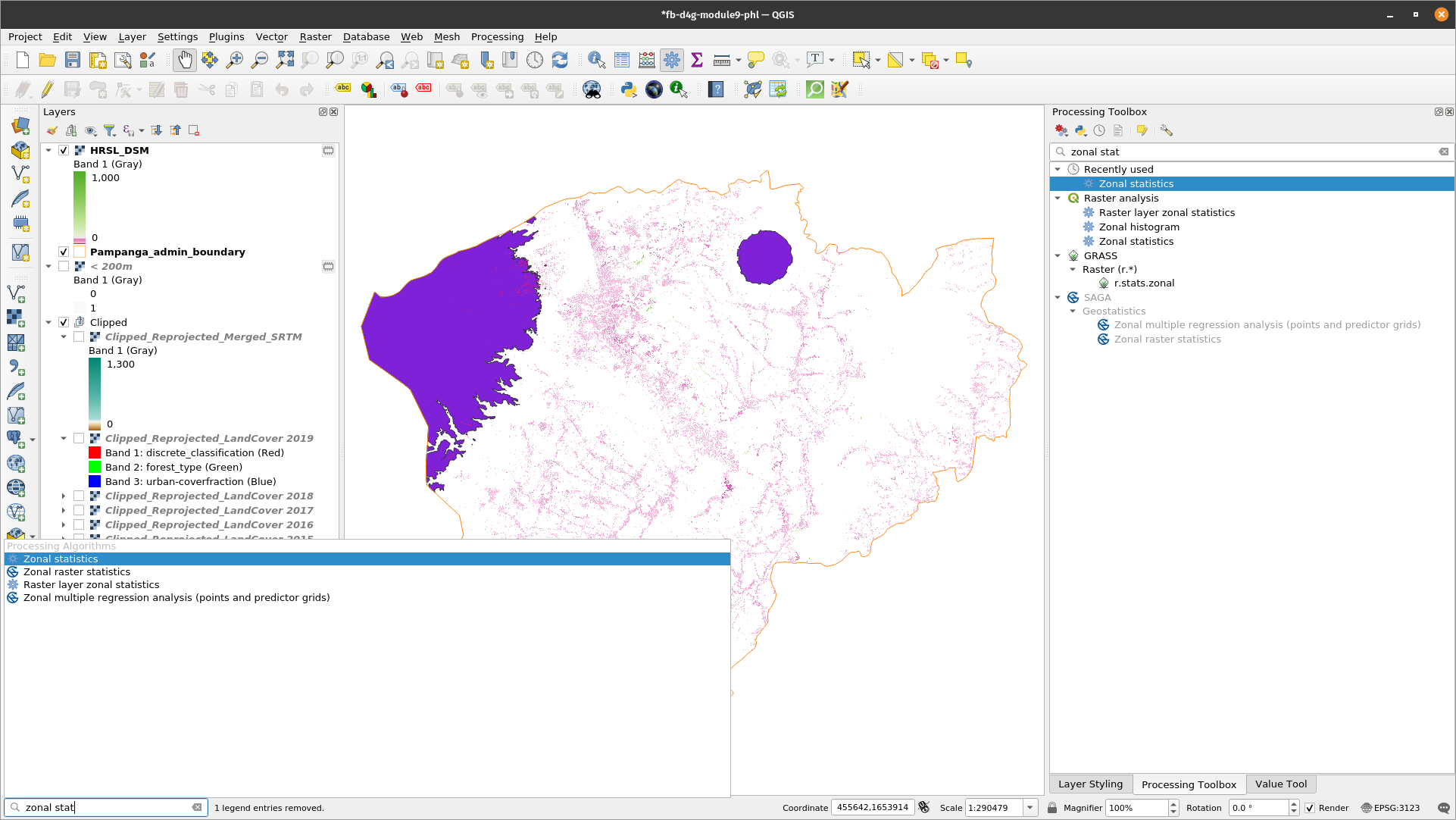 Identifying Zonal Statistics in the Processing Toolbox