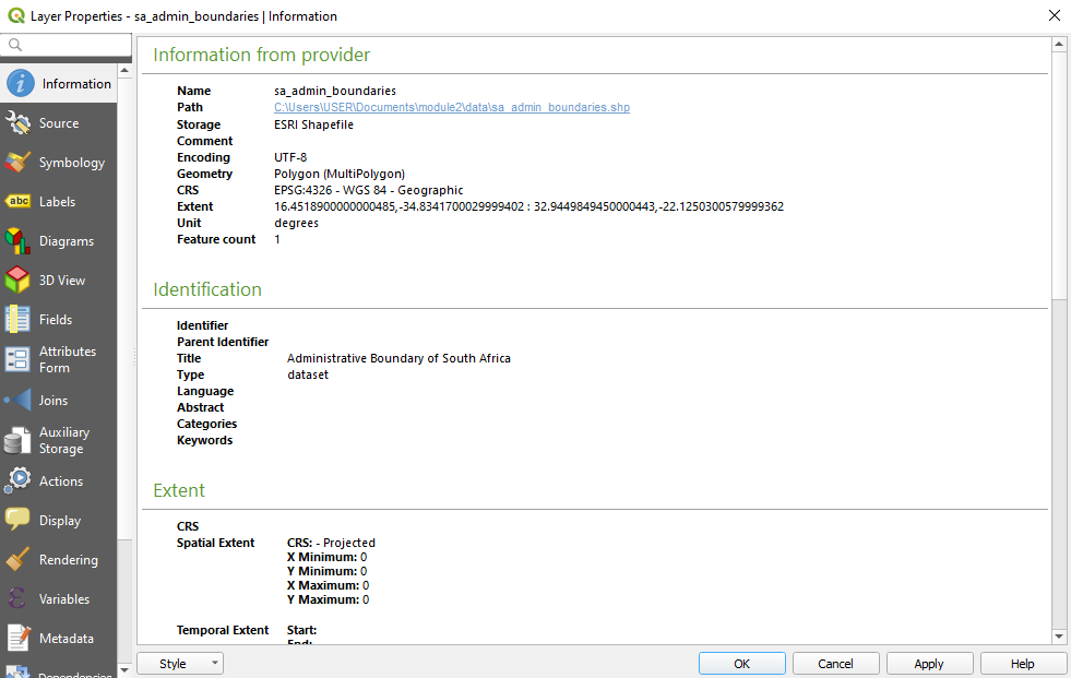 The Information tab after editing some metadata