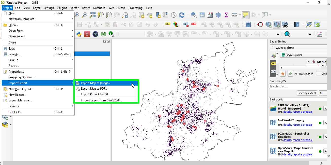 Exporting the map canvas as image