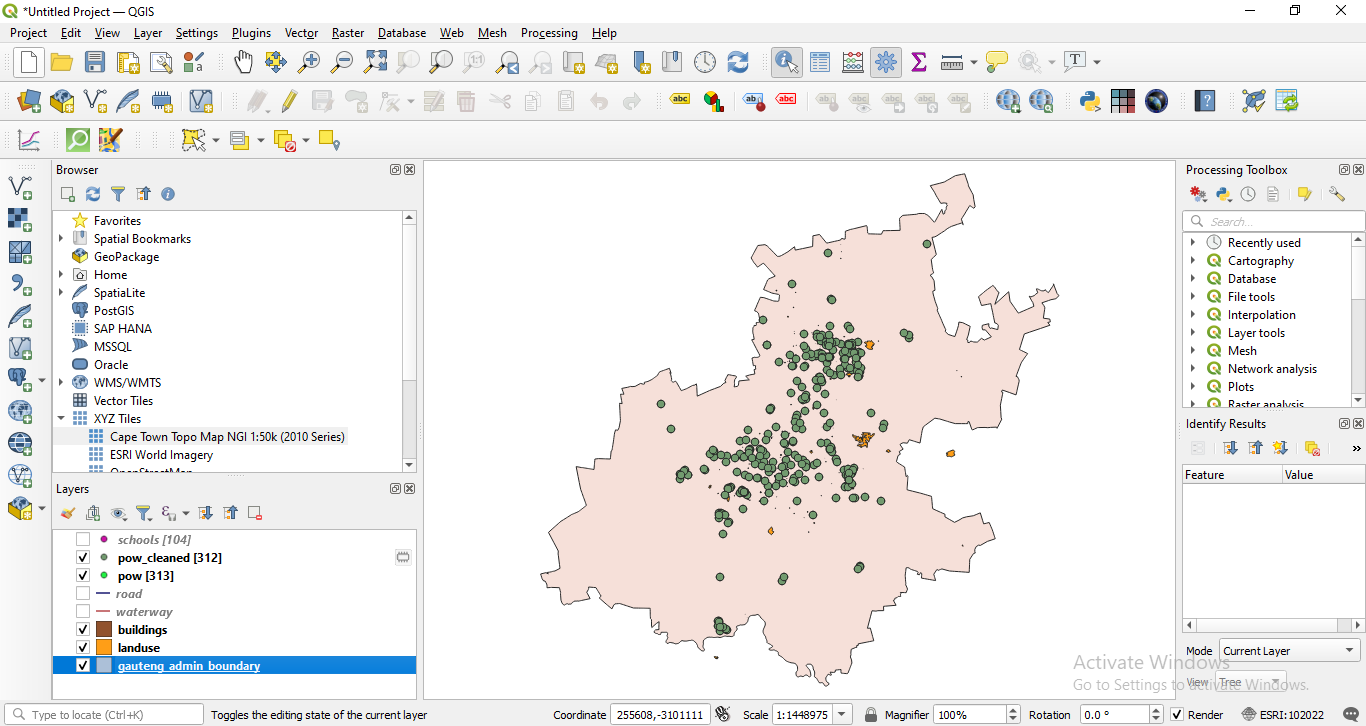 Result of running delete duplicate geometries